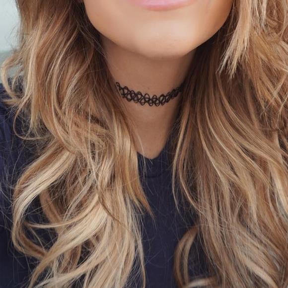 90's Choker Necklace Black Double Stringed - Picture 2 of 6